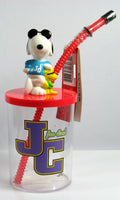 Snoopy Joe Cool and Woodstock Drinking Glass with Capped Straw