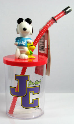 Snoopy Joe Cool And Woodstock Drinking Glass With Capped Straw