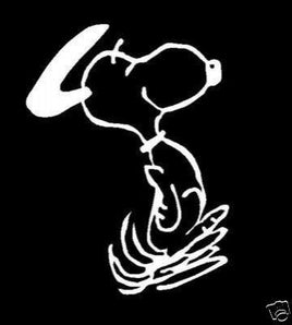 Happy Snoopy Jumping / Dancing Die-Cut Vinyl Decal - White