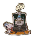 Knott's 2-Piece Enamel Pin With Movement (Spring-Loaded) - Snoopy Train Engineer