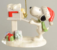 Lenox Snoopy's Letter To Santa Fine China Ornament With 24K Gold Accents