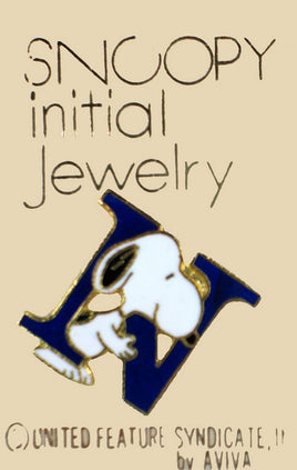 Snoopy Alphabet Cloisonne Pin - Blue "N"