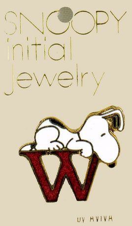 Snoopy Alphabet Cloisonne Pin - Red "W"