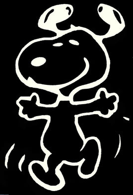 Happy Snoopy Large Die-Cut Vinyl Decal - White