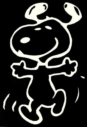 Happy Snoopy Large Die-Cut Vinyl Decal - White