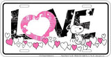 Snoopy Metal License Plate - Love (Embossed Images)