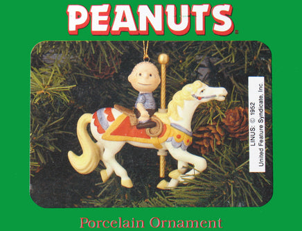 Peanuts Porcelain Carousel Horse Christmas Ornament - Linus - snoopn4pnuts.com