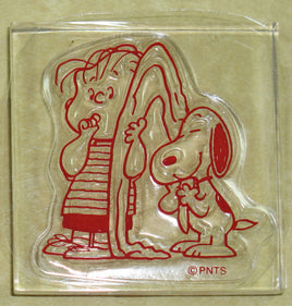 Peanuts Clear Vinyl Stamp On Thick Acrylic Block - Linus and Snoopy - snoopn4pnuts.com