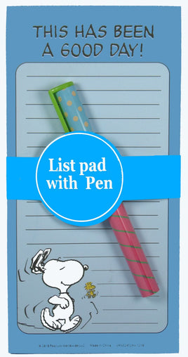 Snoopy Magnetic Note Pad And Pen Set - Good Day