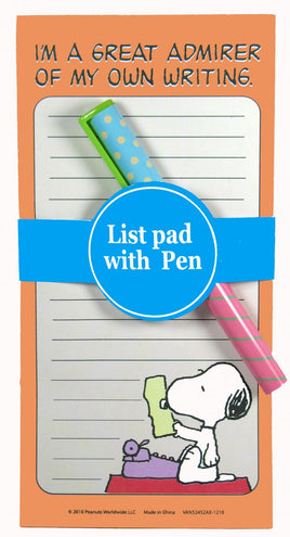 Snoopy Magnetic Note Pad And Pen Set - Literary Ace  On Sale!