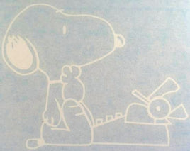 Snoopy Literary Ace Typing Large Die-Cut Vinyl Decal - White