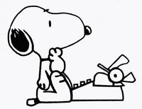 Snoopy Literary Ace Typing Large Die-Cut Vinyl Decal - Black