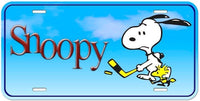 Snoopy Metal License Plate - Hockey