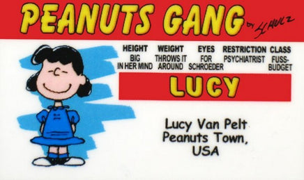 Peanuts Gang Laminated License / Id Card - Lucy
