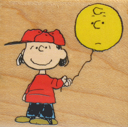 Lucy With Balloon RUBBER STAMP - snoopn4pnuts.com