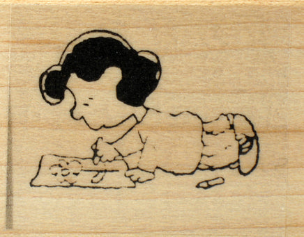 RARE Peanuts Rubber Stamp - Lucy Drawing (New Remounted) - snoopn4pnuts.com