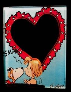 Snoopy Flying Ace Kisses Peppermint Patty Acrylic Picture Frame Magnet
