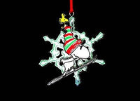 SNOOPY ON SKIS Silver Plated Ornament