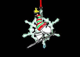 Snoopy On Skis Silver Plated Ornament