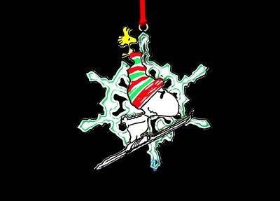 Snoopy On Skis Silver Plated Ornament