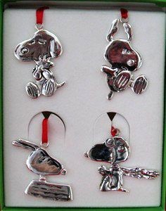 Snoopy Personas Silver Plated Ornaments Set