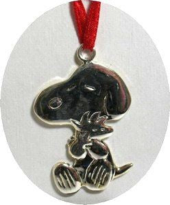 Snoopy And Woodstock Hug Silver Plated Ornament