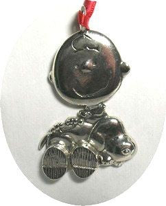 Charlie Brown And Snoopy Silver Plated Ornament