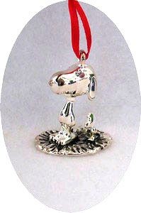 Snoopy And Woodstock 3-D Figural Silver Plated Ornament