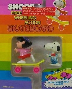 Lucy And Snoopy Free Wheeling Action Skateboard