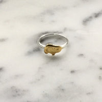 Snoopy Two-Tone Sterling Silver and Gold Plated Ring - Size 6