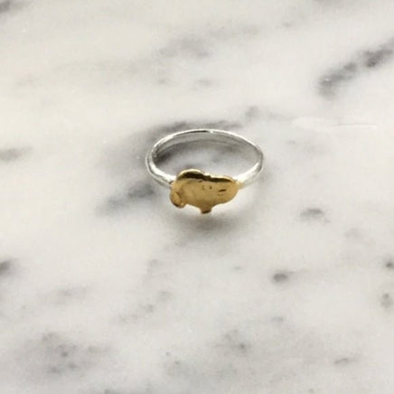 Snoopy Two - Tone Sterling Silver and Gold Plated Ring - Size 9 1/2 - snoopn4pnuts.com