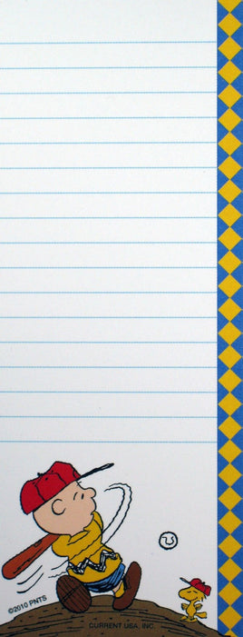 Peanuts Gang Magnetic Note Pad - Charlie Brown Slugger