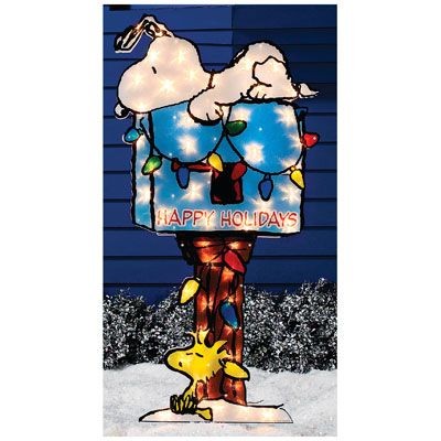 Snoopy On Mailbox Lighted Yard Decor