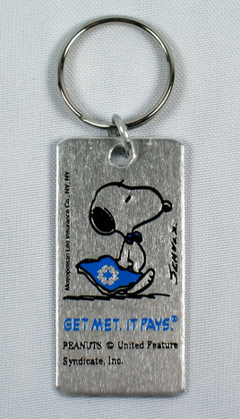Met Life Snoopy Salesman Metal Key Chain