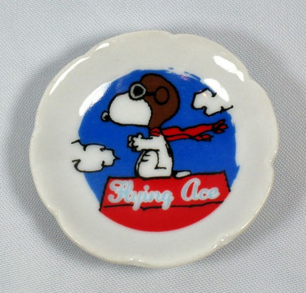 Miniature Ceramic Plate And Easel - Snoopy Flying Ace