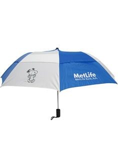 Met Life Bank Snoopy Royal And White Vented Umbrella
