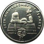 2000 Niue Peanuts Cupro Nickel 50Th Anniversary Dollar Coin - Snoopy On Doghouse/Queen Elizabeth Ii