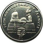 2000 Niue Peanuts Cupro Nickel 50th Anniversary Dollar Coin - Snoopy On Doghouse/Queen Elizabeth II