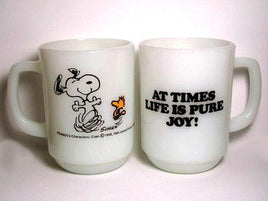 Fire King Vintage Milk Glass Mug: "At Times Life Is Pure Joy"