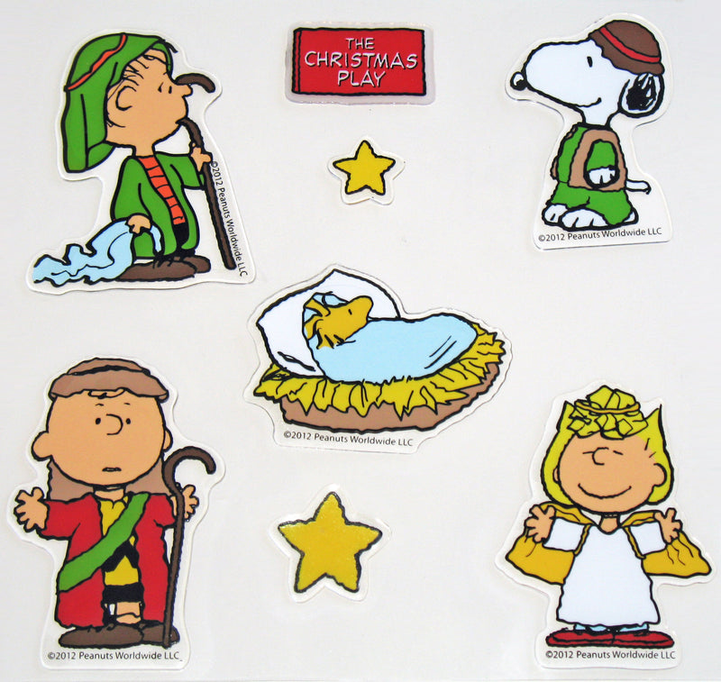 8-Piece Peanuts Christmas Nativity Jelz Window Clings - SPECIAL