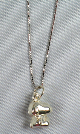 Snoopy 3-D Sterling Silver Pendant And Necklace