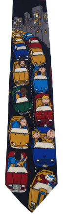 Peanuts Gang Bumper Cars Silk Neck Tie (Free Gift Box!)