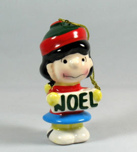 1987 Peanuts Ceramic Christmas Ornament - Lucy NOEL