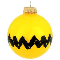 CHARLIE BROWN  ZIG ZAG GLASS CHRISTMAS BALL ORNAMENT