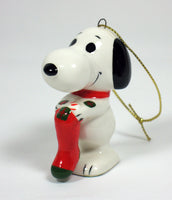 1974 Snoopy Holding Stocking Christmas Ornament