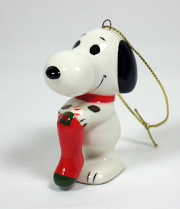 1974 Snoopy Holding Stocking Christmas Ornament