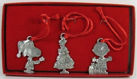 Peanuts 3-Piece Pewter Ornament Set