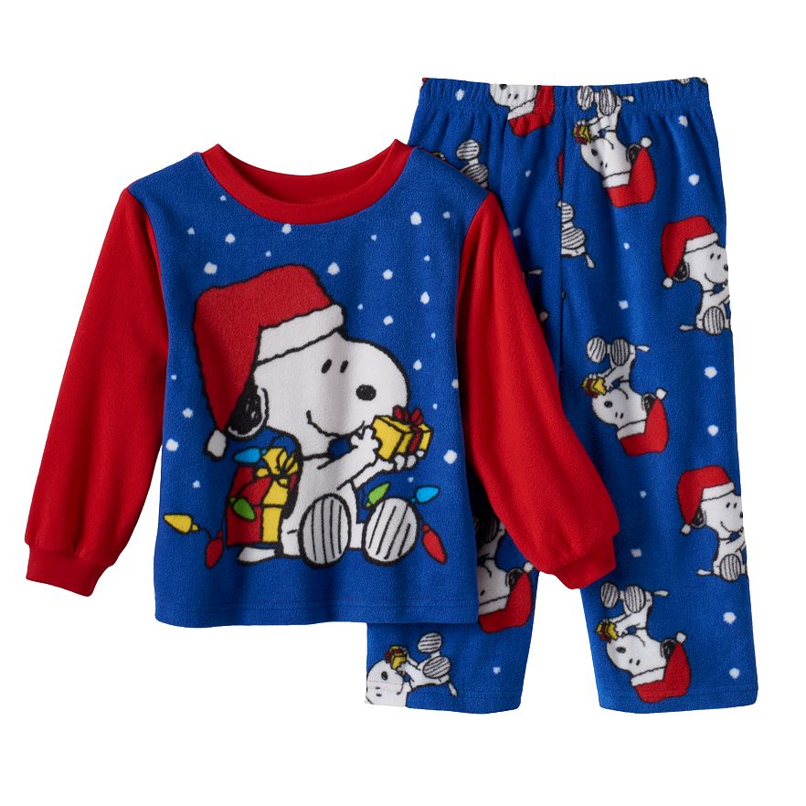Snoopy Santa Fleece Christmas Pajama Set For Toddlers