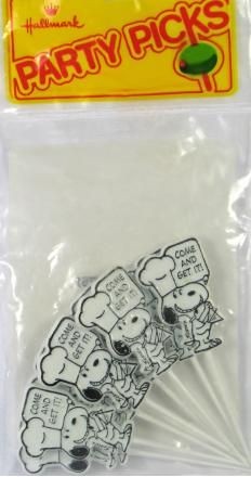 Snoopy Chef Vintage Reusable Party Picks Set (8) - Come And Get It!