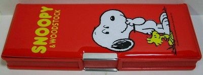 Snoopy And Woodstock Double-Sided Magnetic Pencil Box (Ink Stains On Back)